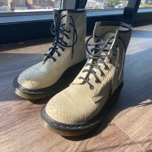 Beige crocodile skin Doc Martens